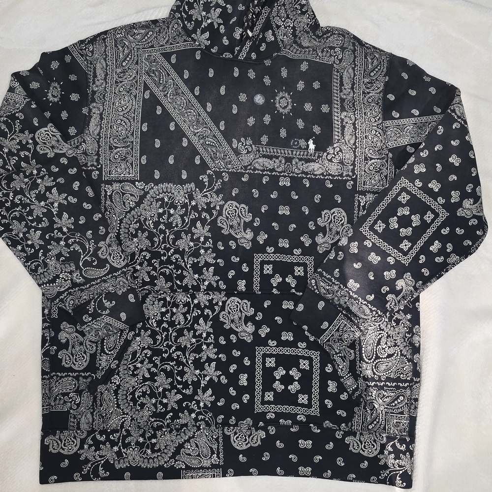 Polo Blue and White Bandana Print Hoodie